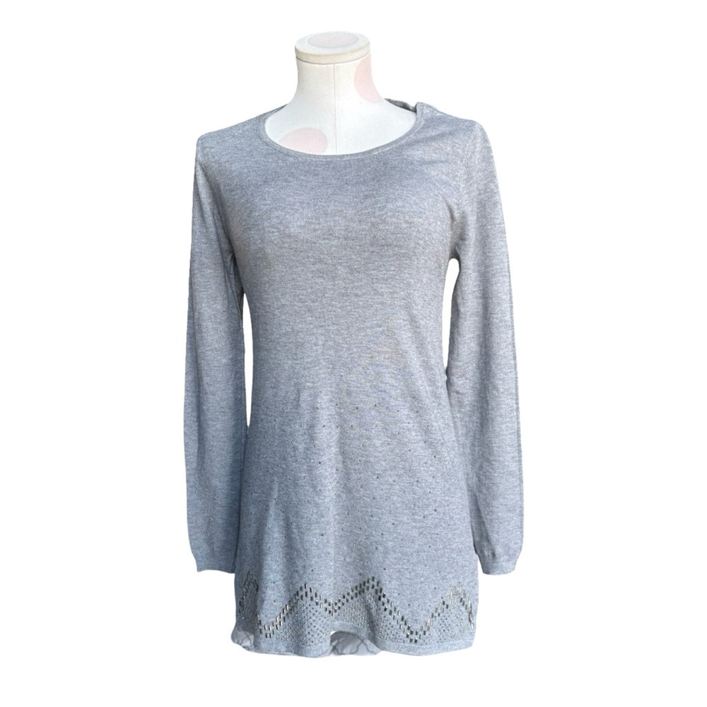Vita Milano – Long Sleeve Sweater Tunic – wool blend - Gray – S